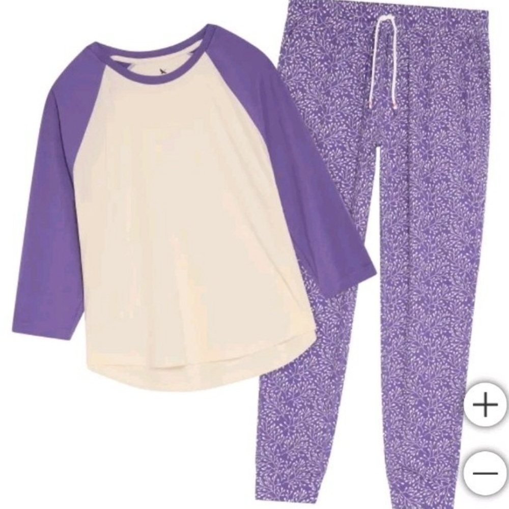 Eddie Bauer Women's Purple and White 2-Piece Ultrasoft Sleep Set Lounge